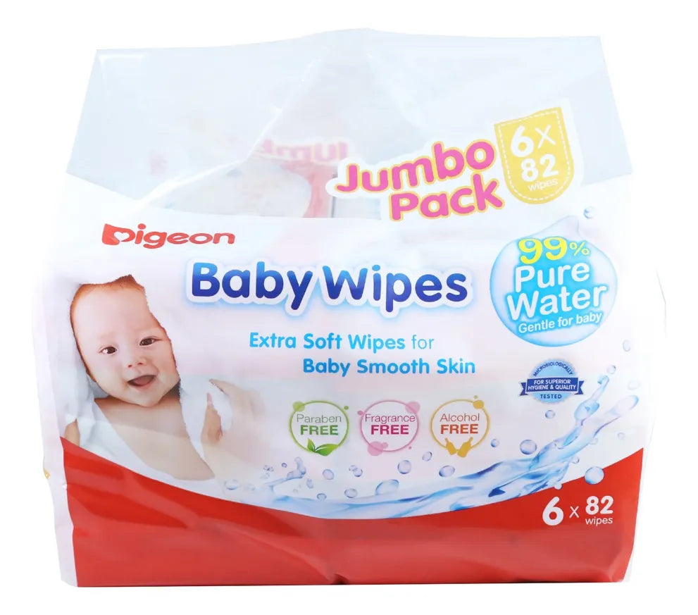 Toallitas Húmedas Pigeon 99% Agua Pura – Pack 6×82 Unidades
