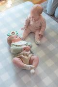 Play Mat Flores Lana / Cuadritos Celeste