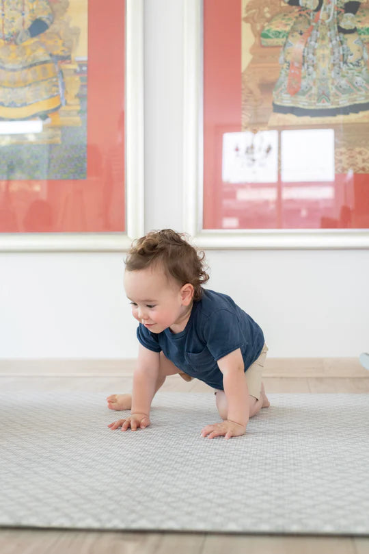 Play Mat Flores Lana / Cuadritos Celeste