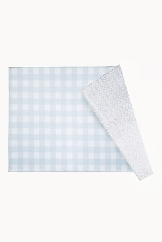 Play Mat Flores Lana / Cuadritos Celeste