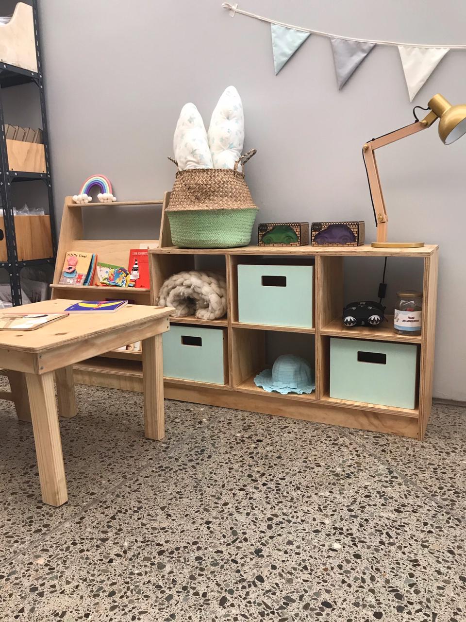 Juguetero organizador madera con cajas