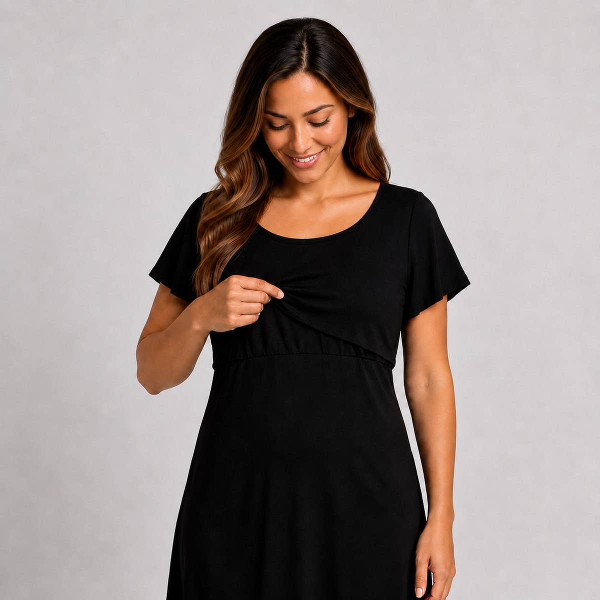 Vestido Maternal y de Lactancia Negro 100% Algodón