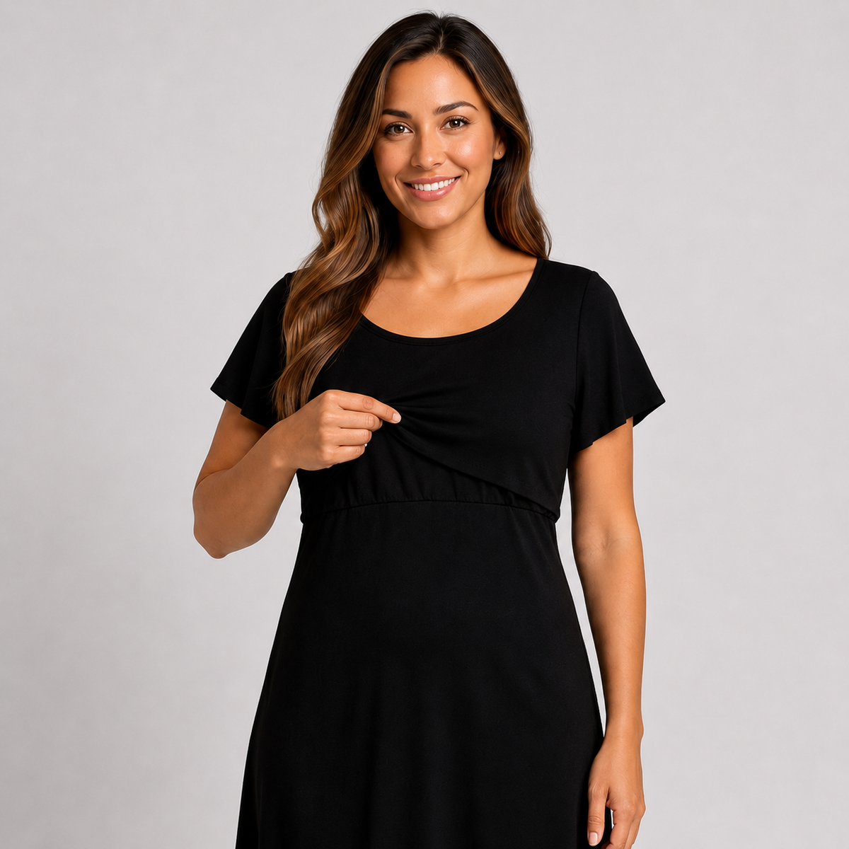 Vestido Maternal y de Lactancia Negro 100% Algodón