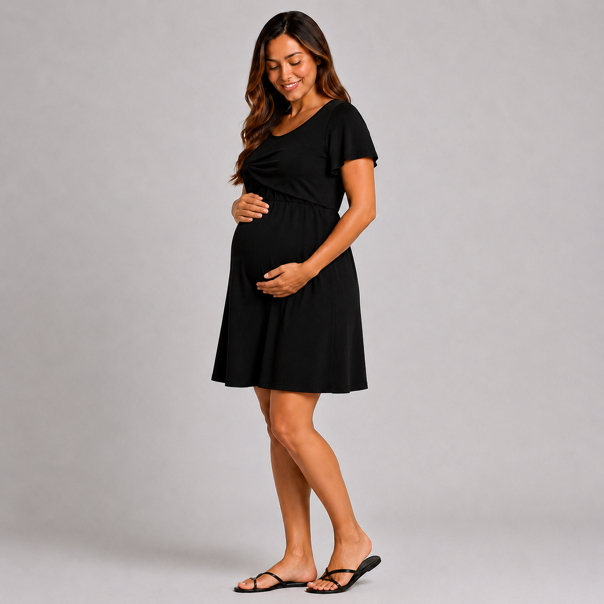 Vestido Maternal y de Lactancia Negro 100% Algodón