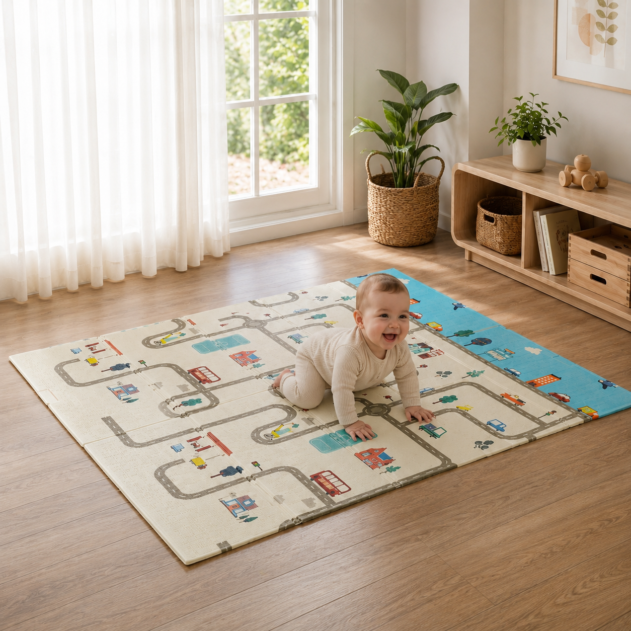 Alfombra Antigolpes Plegable para Bebé 180 x 200 cm