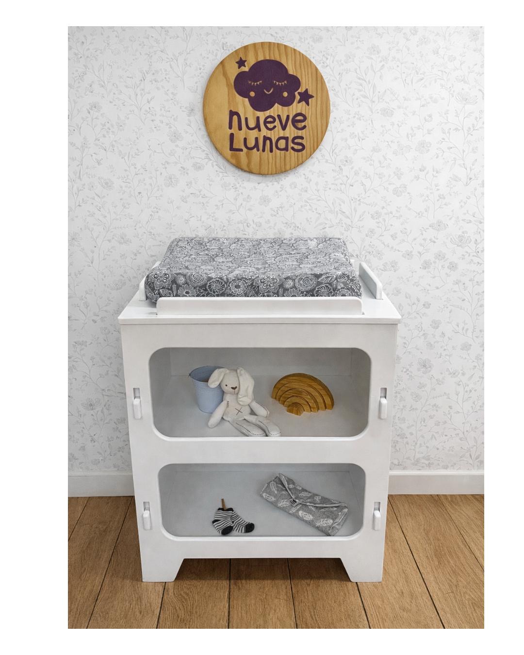 Mudador Blanco para Bebé de Madera | Mudador Ensamble Nueve Lunas B (Reacondicionado)