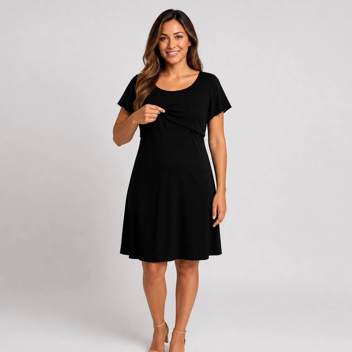 Vestido Maternal y de Lactancia Negro 100% Algodón