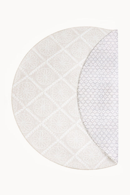 Play Mat Circular Hojas y Puntos Rosa / Flores Lana
